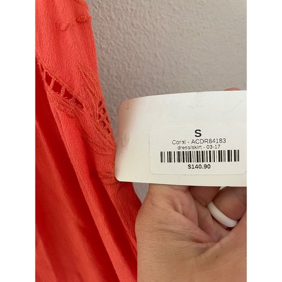 ASTR the Label Victoria Coral Pink Lace-Up Midi Dress Cutout Flowy Size Small - Picture 8 of 9